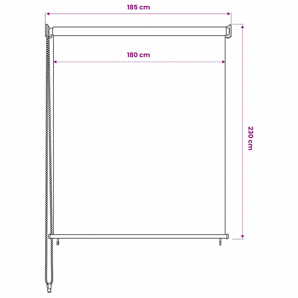 Outdoor Roller Blind 185(W)x230(H) cm Cream