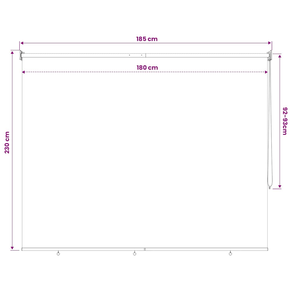 Outdoor Roller Blind 185(W)x230(H) cm Cream