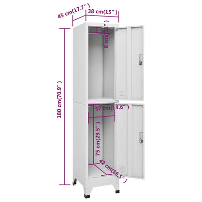 vidaXL Locker Grey Steel Medium Locker Rectangular Industrial