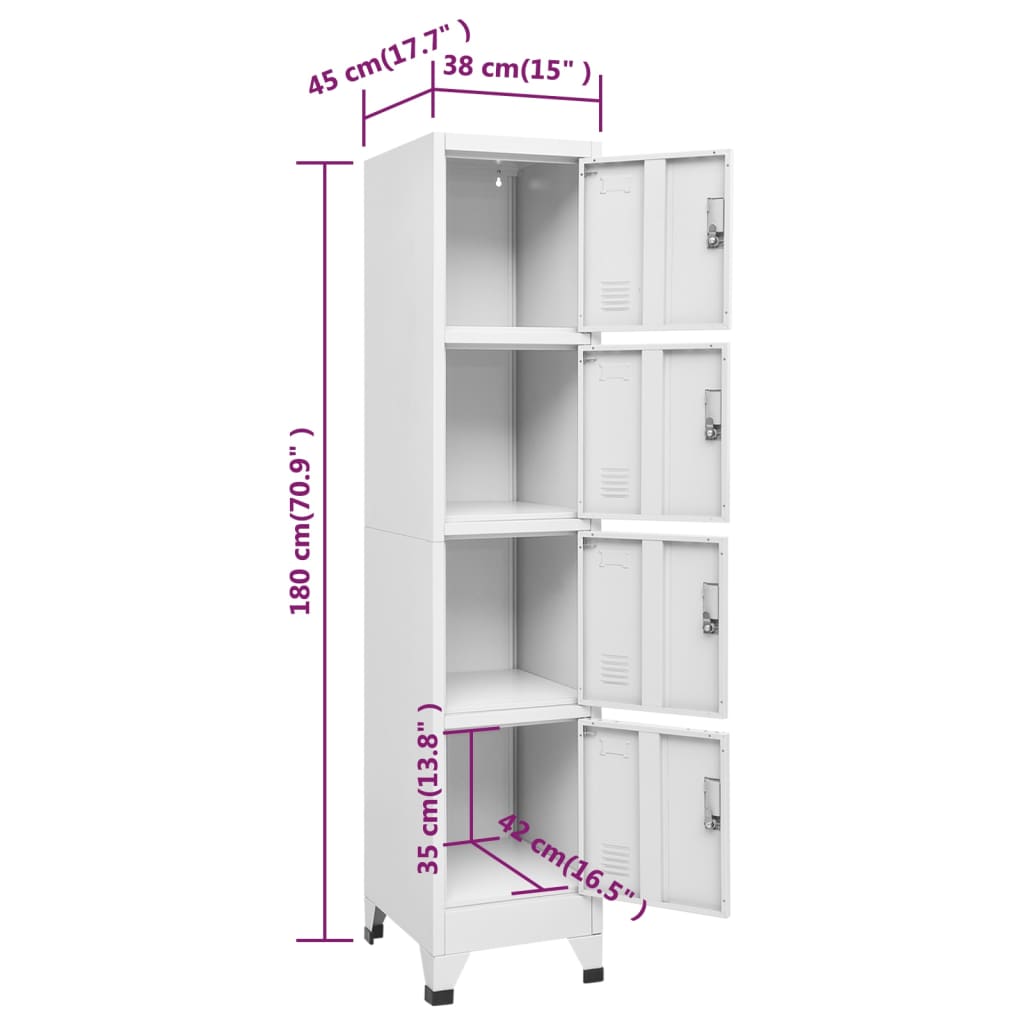 Locker Grey Steel Medium Cabinet Rectangular Industrial