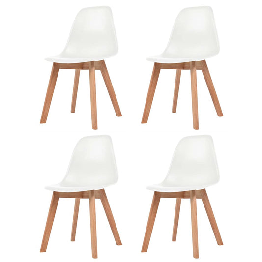 Dining Chair | Set of 4 | White | Plastic, Rubberwood | Standard