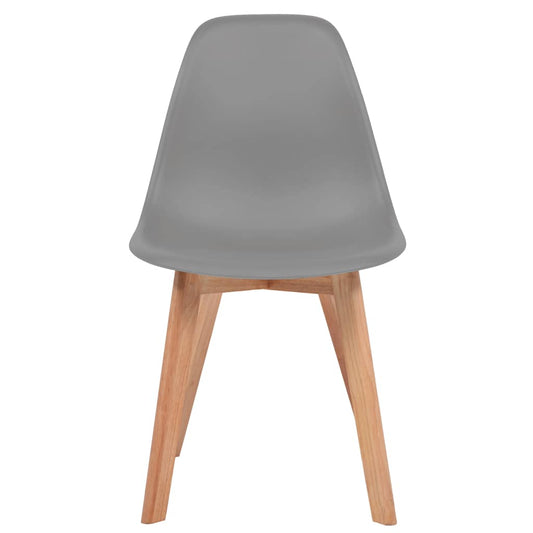 Dining Chair | Set of 2 | Grey | Plastic seat, Rubberwood legs | Standard