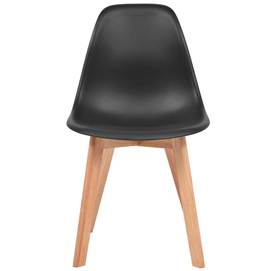 Dining Chair | Set of 2 | Black | Plastic seat, Rubberwood legs | Medium