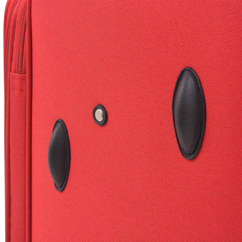 3 Piece Soft Case Trolley Set Red