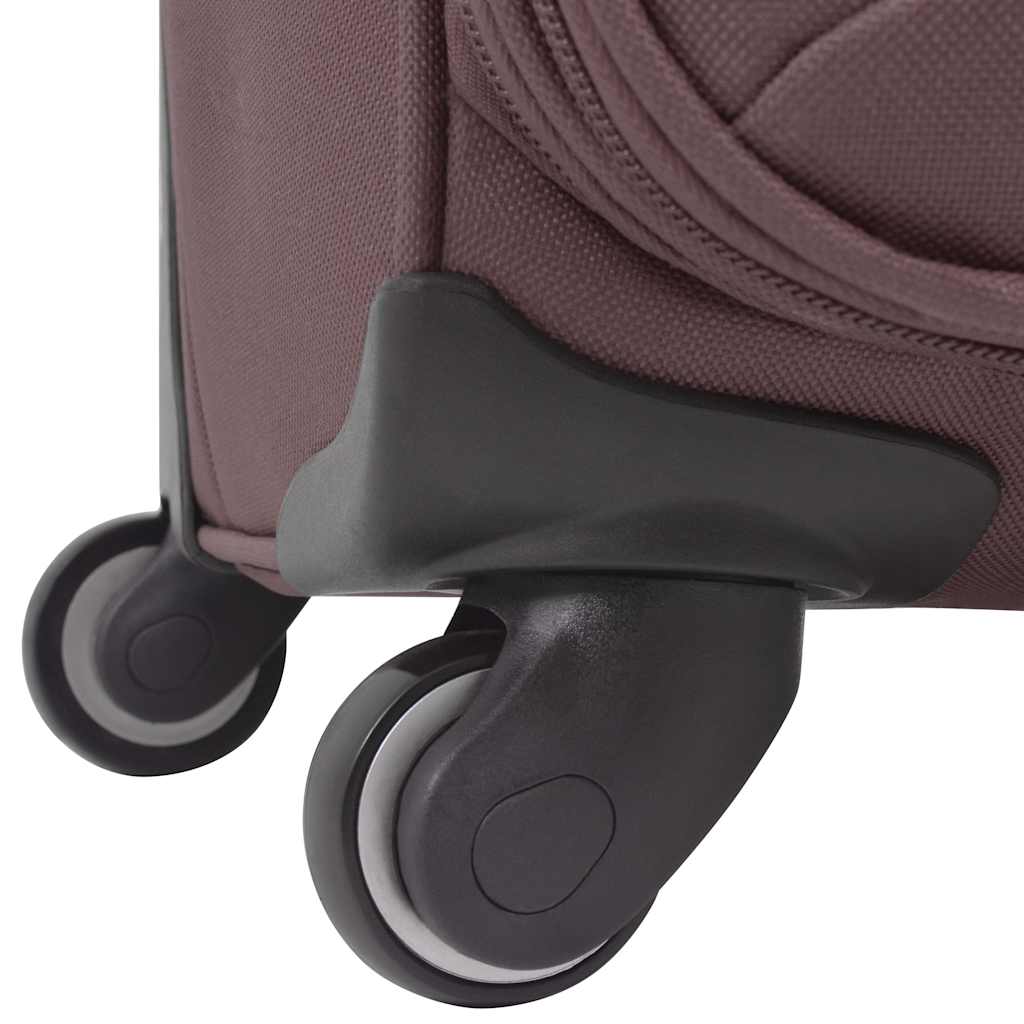3 Piece Soft Case Trolley Set Coffee