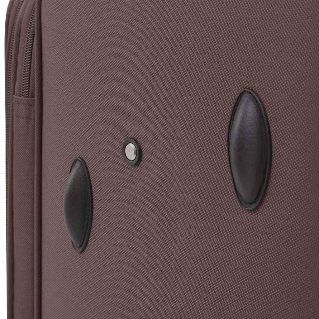 3 Piece Soft Case Trolley Set Coffee