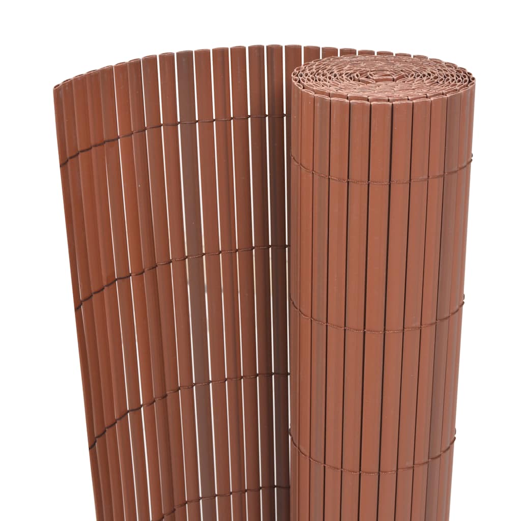 Double-Sided Garden Fence PVC 90x500 cm Brown