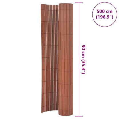 Double-Sided Garden Fence PVC 90x500 cm Brown