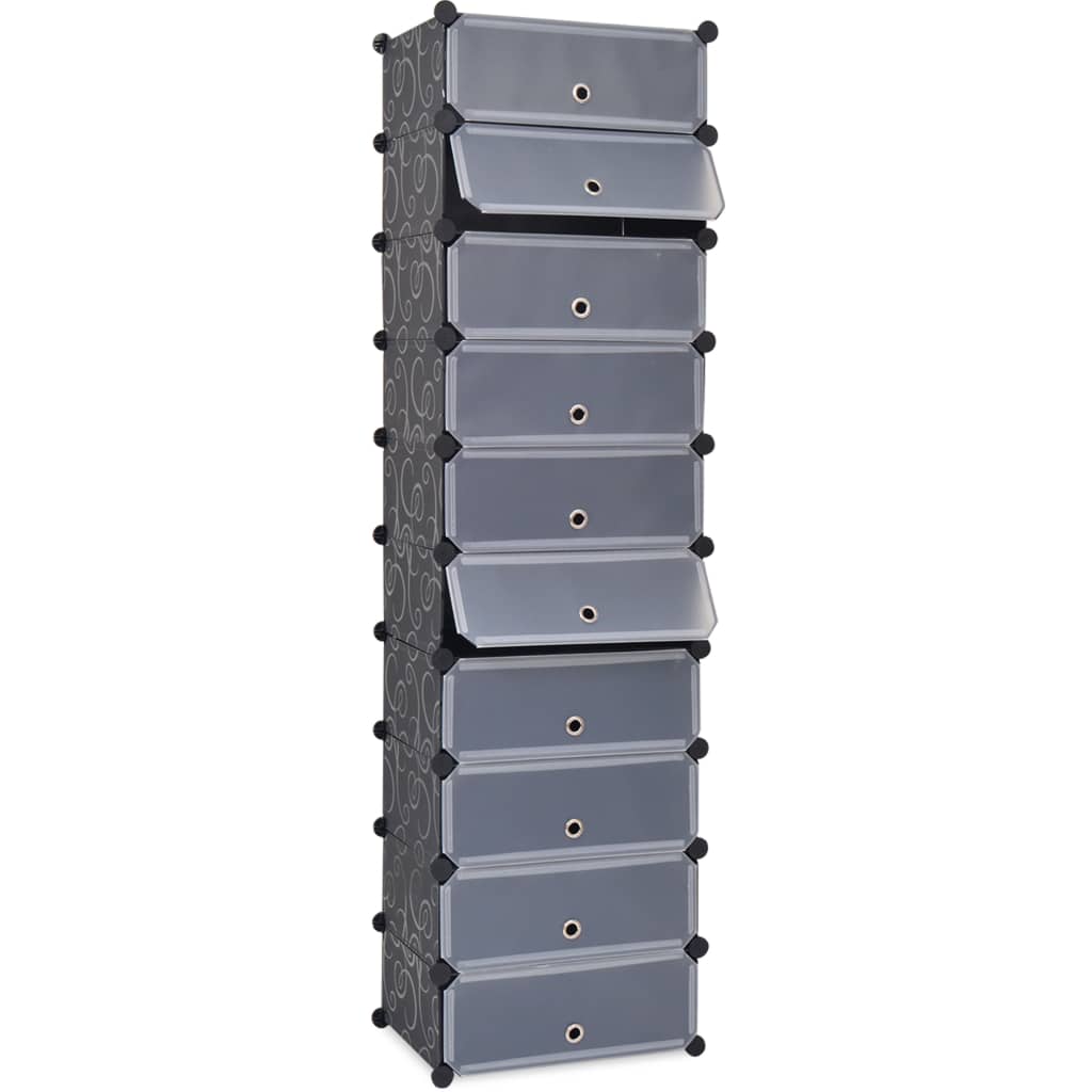 Shoe Organizer Black and white Plastic panels, Steel frames Large