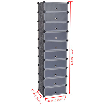 Shoe Organizer Black and white Plastic panels, Steel frames Large