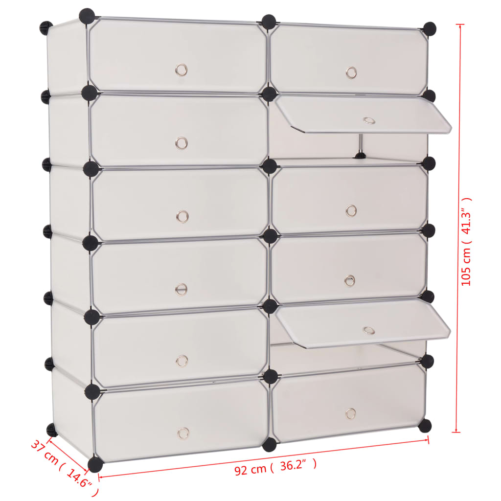 Shoe Organizer White Plastic panels, Steel frame