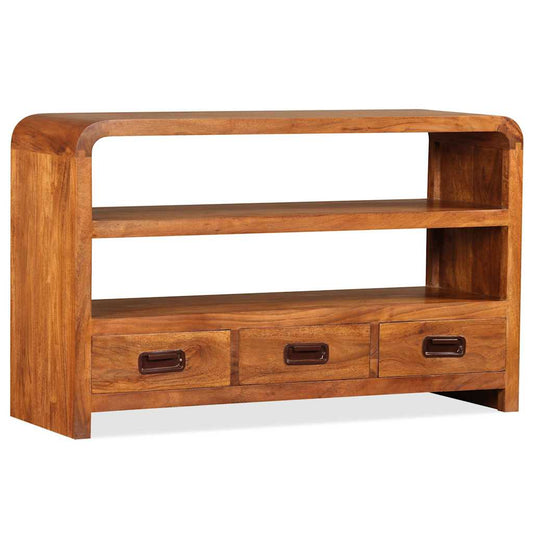 TV Cabinet | Brown | Solid Acacia Wood with Sheesham Finish | 90x30x55 cm