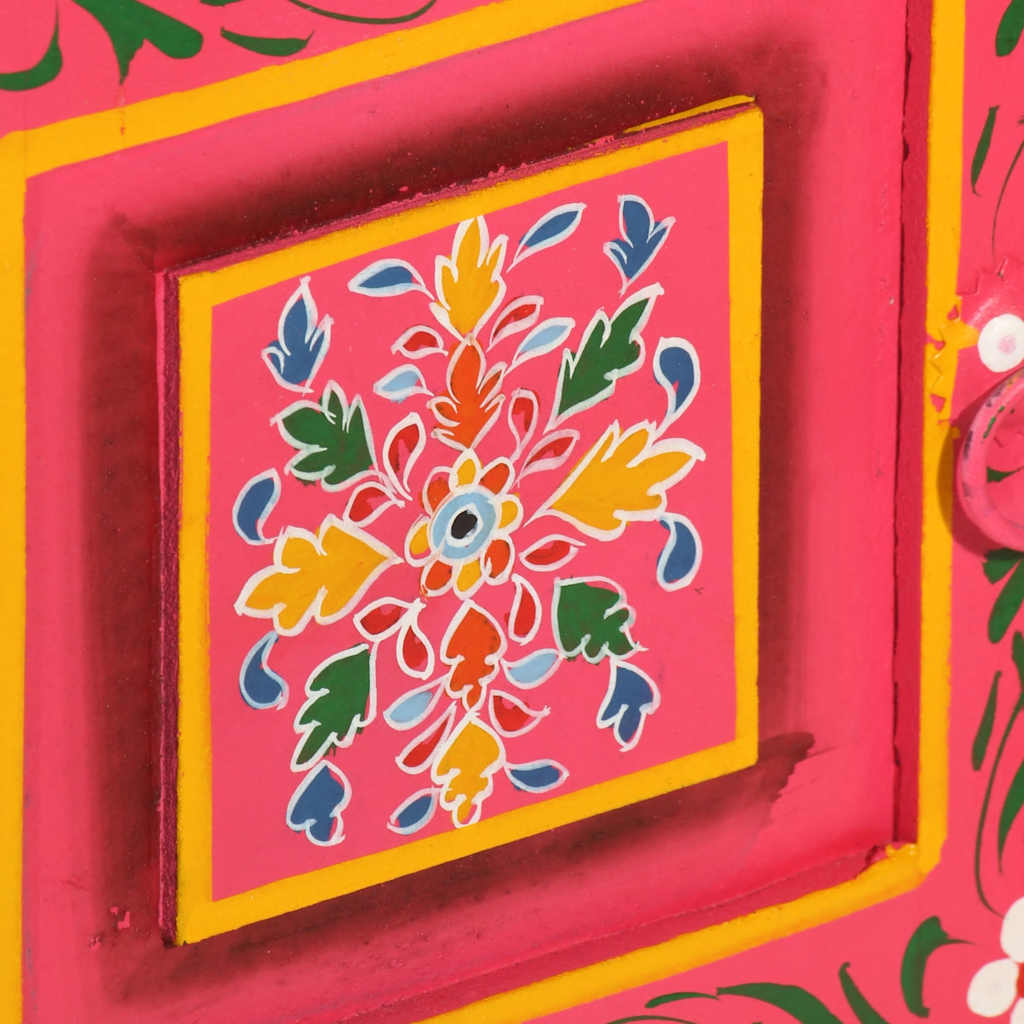 Sideboard Solid Mango Wood Pink Hand Painted