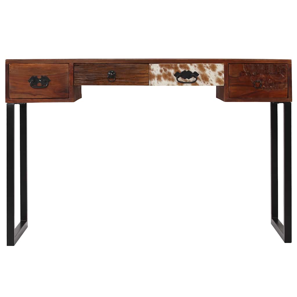 Desk Solid Acacia Wood and Real Leather 46.1"x19.7"x29.9