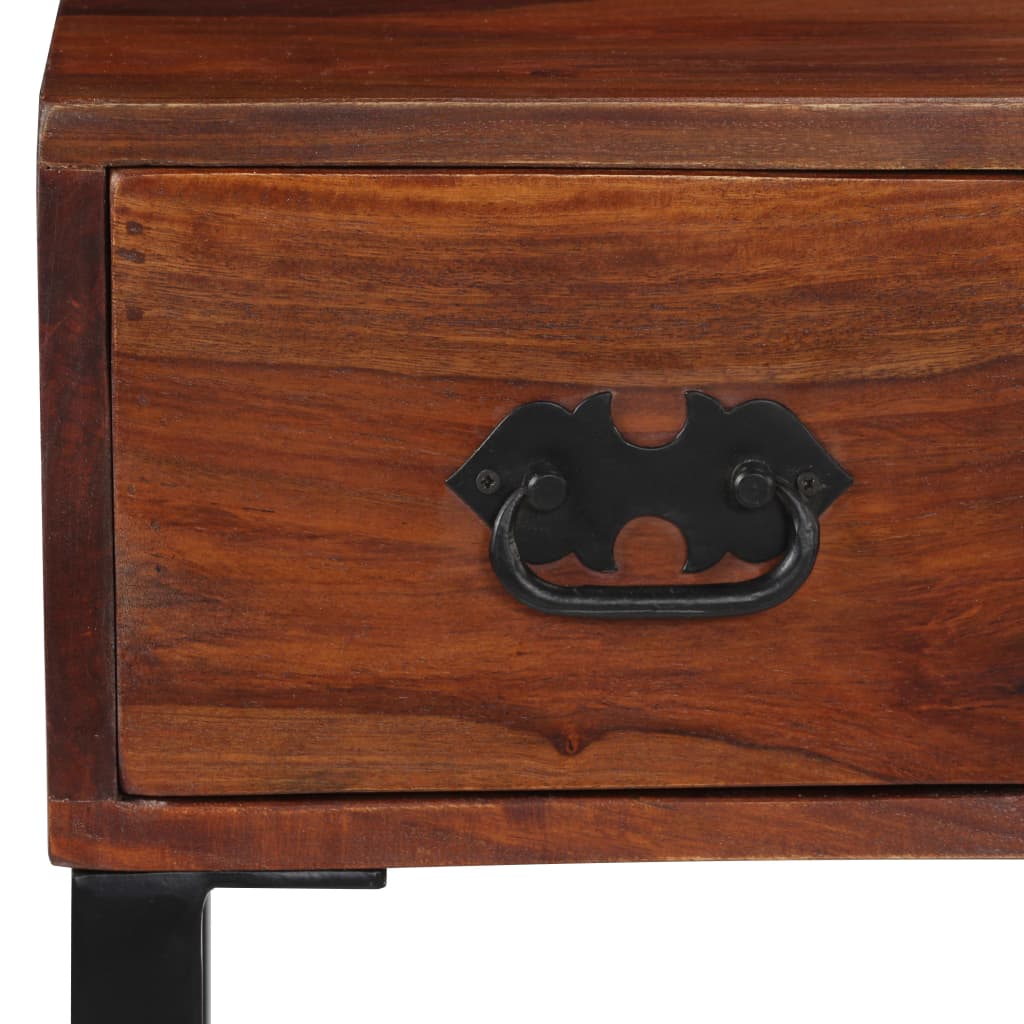 Desk Solid Acacia Wood and Real Leather 46.1"x19.7"x29.9