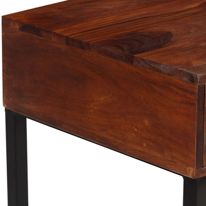 Desk Solid Acacia Wood and Real Leather 46.1"x19.7"x29.9