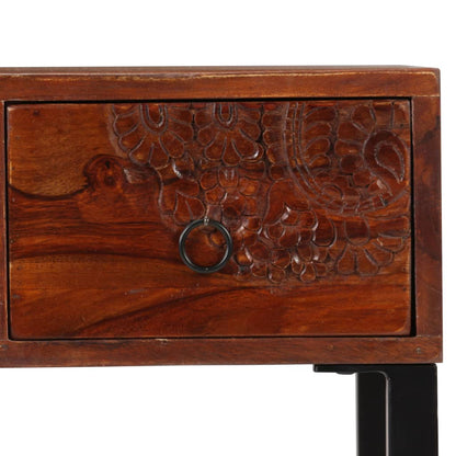 Desk Solid Acacia Wood and Real Leather 46.1"x19.7"x29.9
