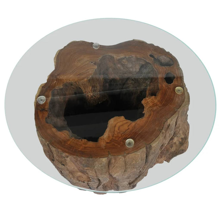 Coffee Table Teak Glass 50x40 cm