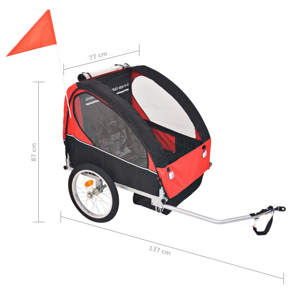 Bike Trailer Red and Black 30 kg