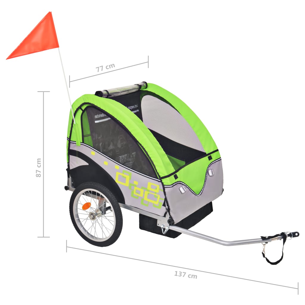 Bike Trailer Grey and Green 30 kg