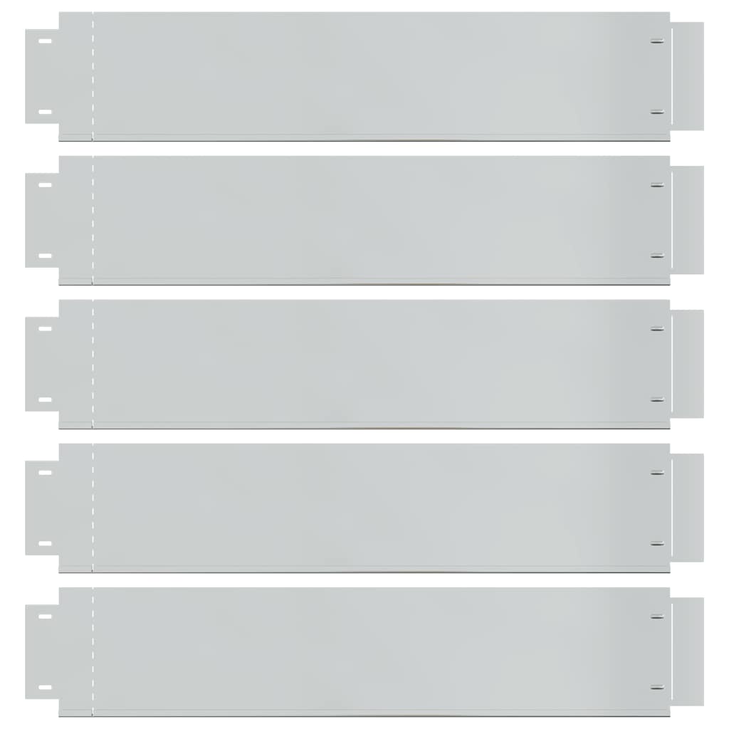 142668 vidaXL Lawn Fences 5 pcs Galvanised Steel 100x19 cm