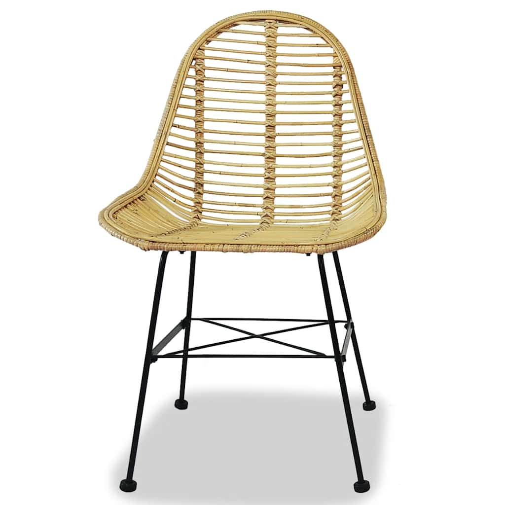 Dining Chair | Set of 2 | Beige | Natural rattan and wrought iron