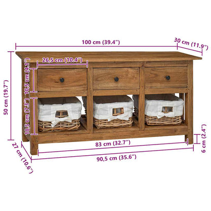 Sideboard Solid Mahogany Wood 39.4"x11.8"x19.7"