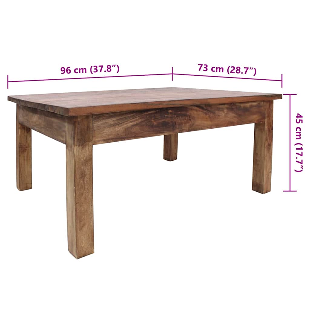 Coffee Table Solid Mahogany Wood 37.8"x28.7"x17.7"