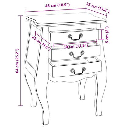 Bedside Cabinet Solid Mahogany Wood 48x35x64 cm