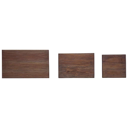 vidaXL Nesting Table Brown, White Solid Mahogany Wood Small, Medium, Large