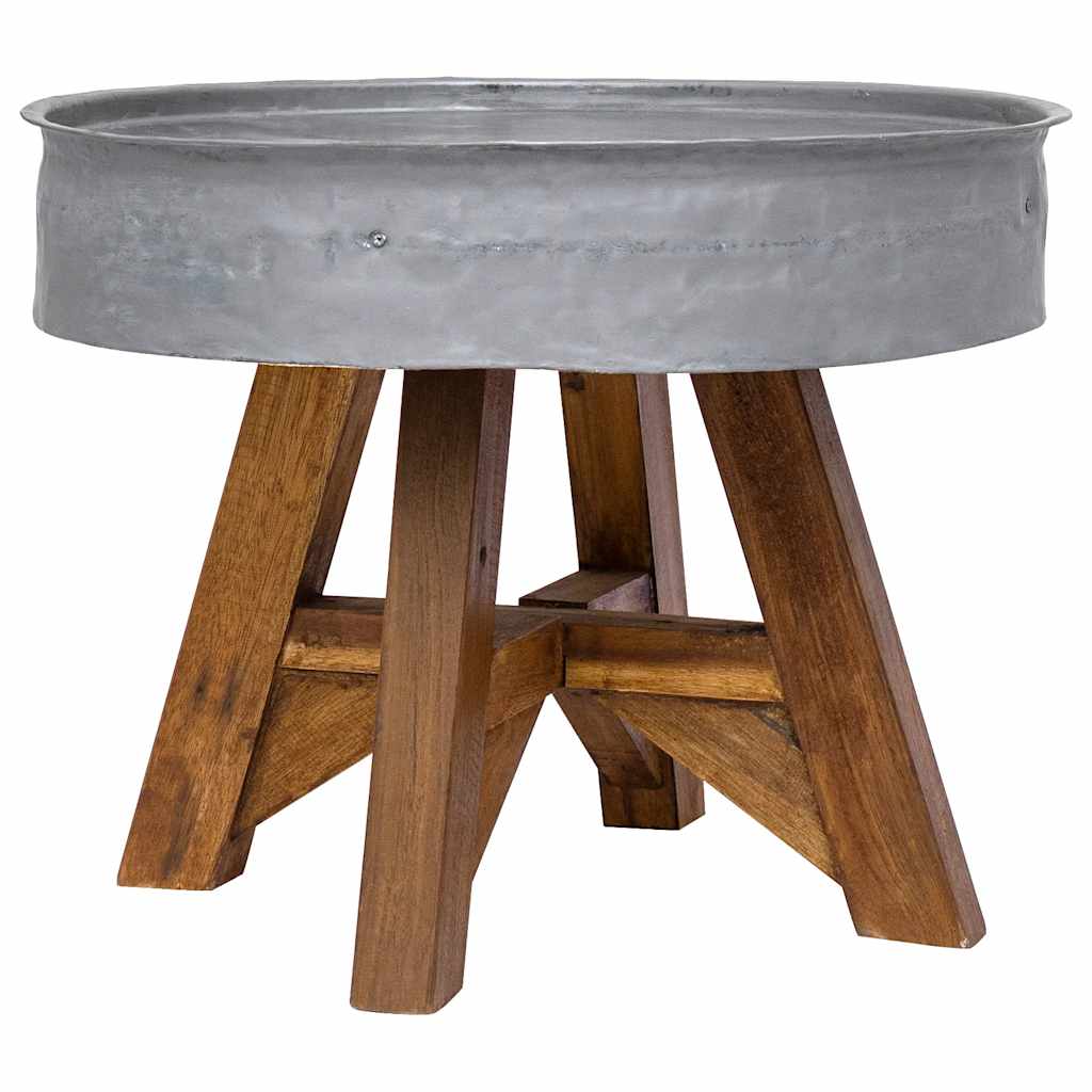 Coffee Table Mixed Recycled Wood 23.6"x17.7" Silver