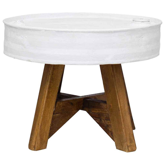 Coffee Table | White and brown | Steel and solid reclaimed wood
