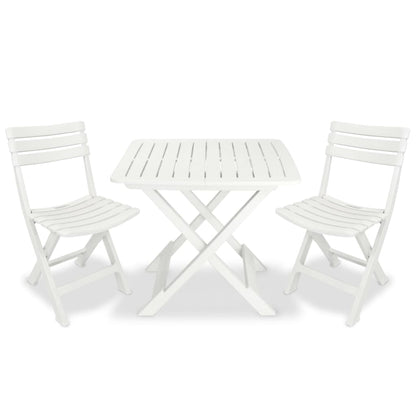 3 Piece Folding Bistro Set Plastic White