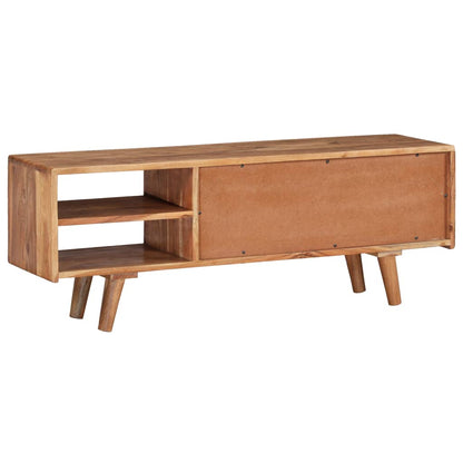 244973 vidaXL TV Cabinet Solid Acacia Wood with Carved Doors 117x30x40 cm