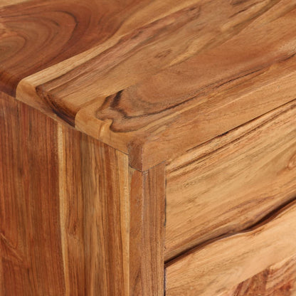 244973 vidaXL TV Cabinet Solid Acacia Wood with Carved Doors 117x30x40 cm