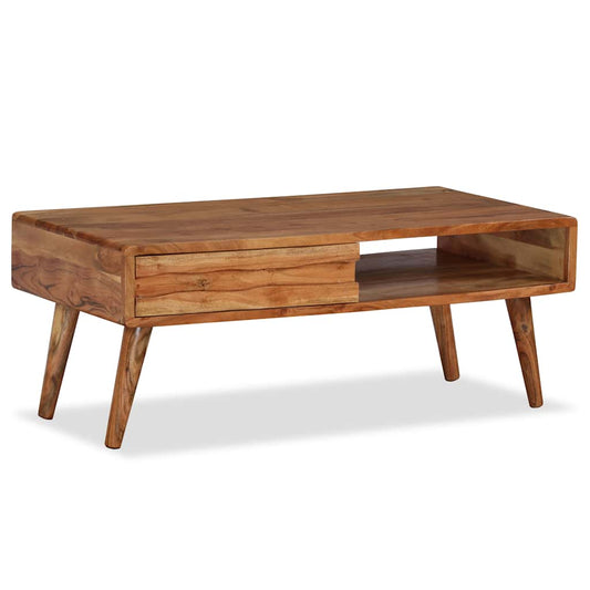 244974 vidaXL Coffee Table Solid Wood with Carved Drawer 100x50x40 cm