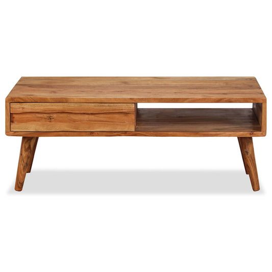 244974 vidaXL Coffee Table Solid Wood with Carved Drawer 100x50x40 cm