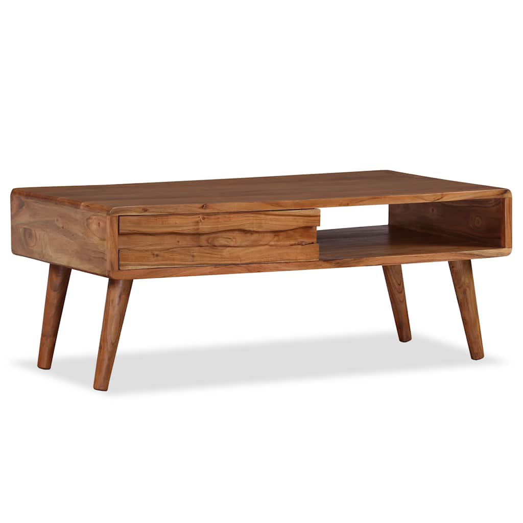 244974 vidaXL Coffee Table Solid Wood with Carved Drawer 100x50x40 cm