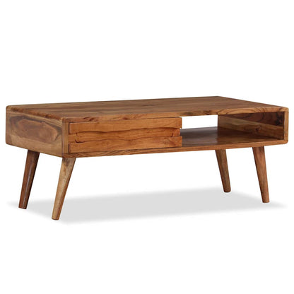 244974 vidaXL Coffee Table Solid Wood with Carved Drawer 100x50x40 cm
