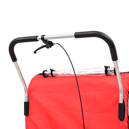 2-in-1 Bike Trailer & Stroller Black and Red