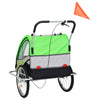 2-in-1 Bike Trailer & Stroller Green and Grey