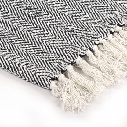 Throw Cotton Herringbone 160x210 cm Navy Blue