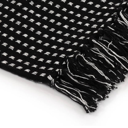 Throw Cotton Squares 125x150 cm Black