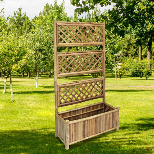 Garden Raised Bed | Natural Bamboo | 70x30x135 cm | Decorative Inlays