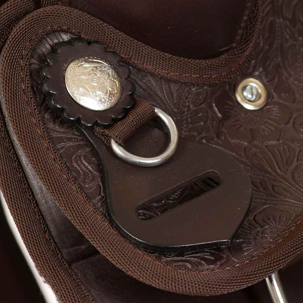 Western Saddle. Headstall&Breast Collar Real Leather 15" Brown