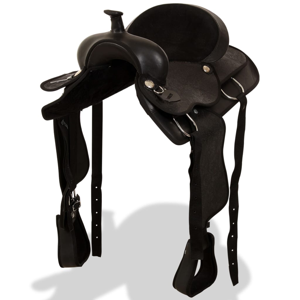 Western Horse Saddle | Black | Genuine leather, Faux leather, Nylon