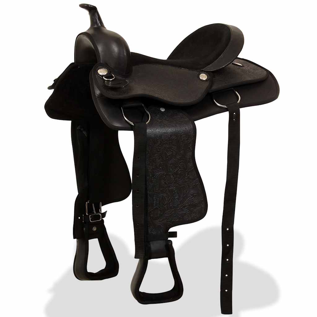 Western Horse Saddle | Black | Genuine leather, Faux leather, Nylon