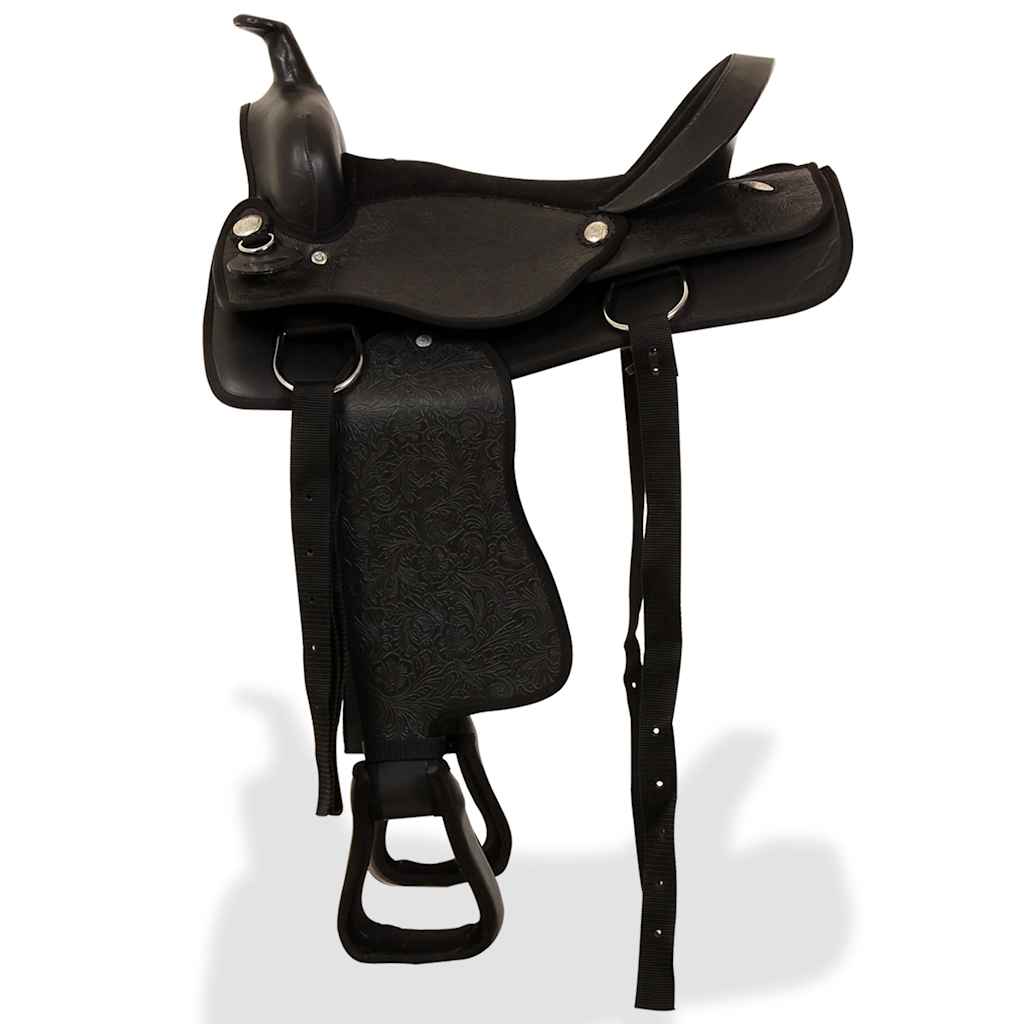 Western Horse Saddle | Black | Genuine leather, Faux leather, Nylon