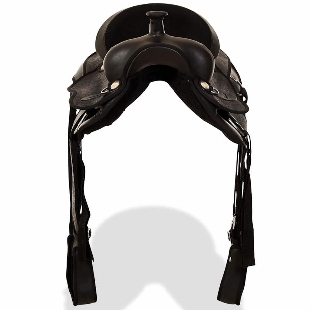Western Horse Saddle | Black | Genuine leather, Faux leather, Nylon