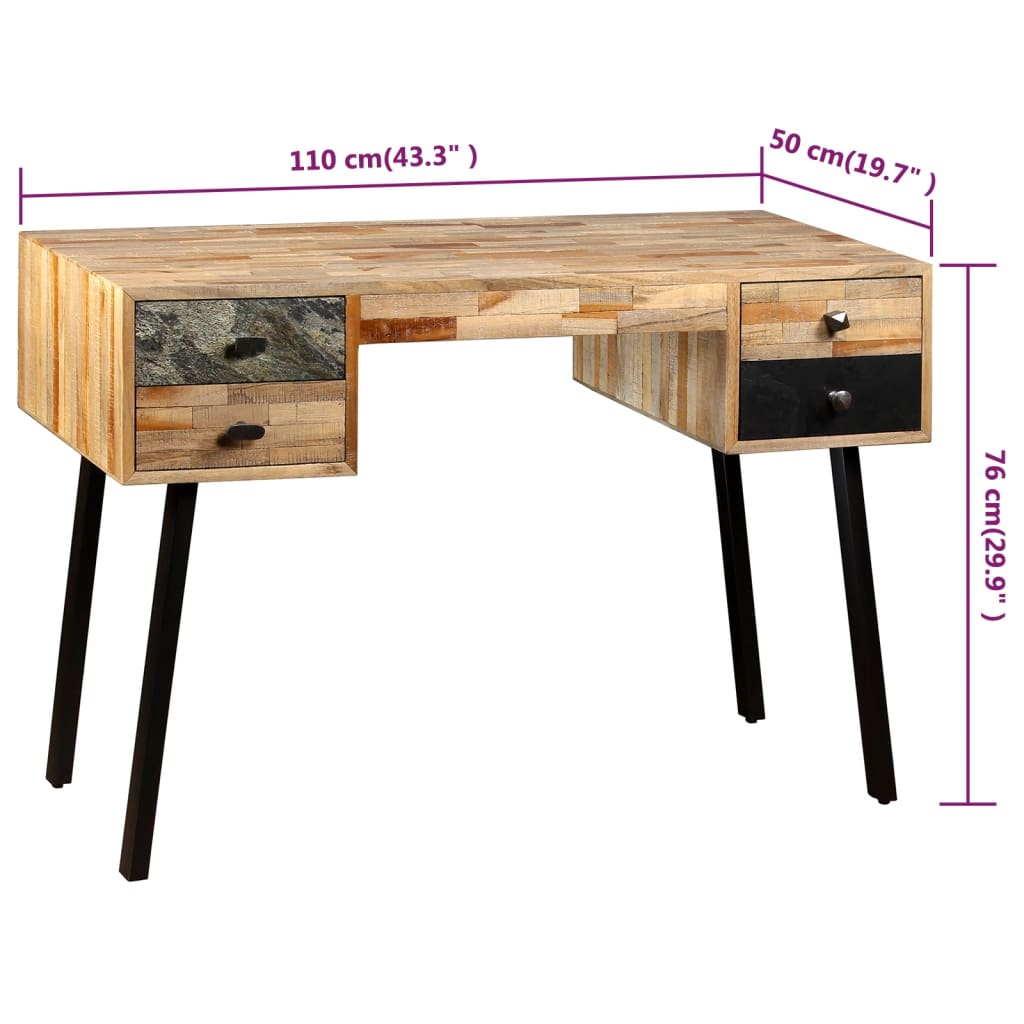 Writing Desk Solid Reclaimed Teak 110x50x76 cm